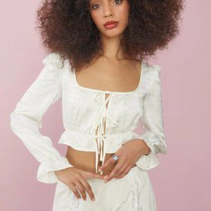 Dolls Kill Sugar Thrillz Cup Of Tea Satin Tie Front Top size S new with tags